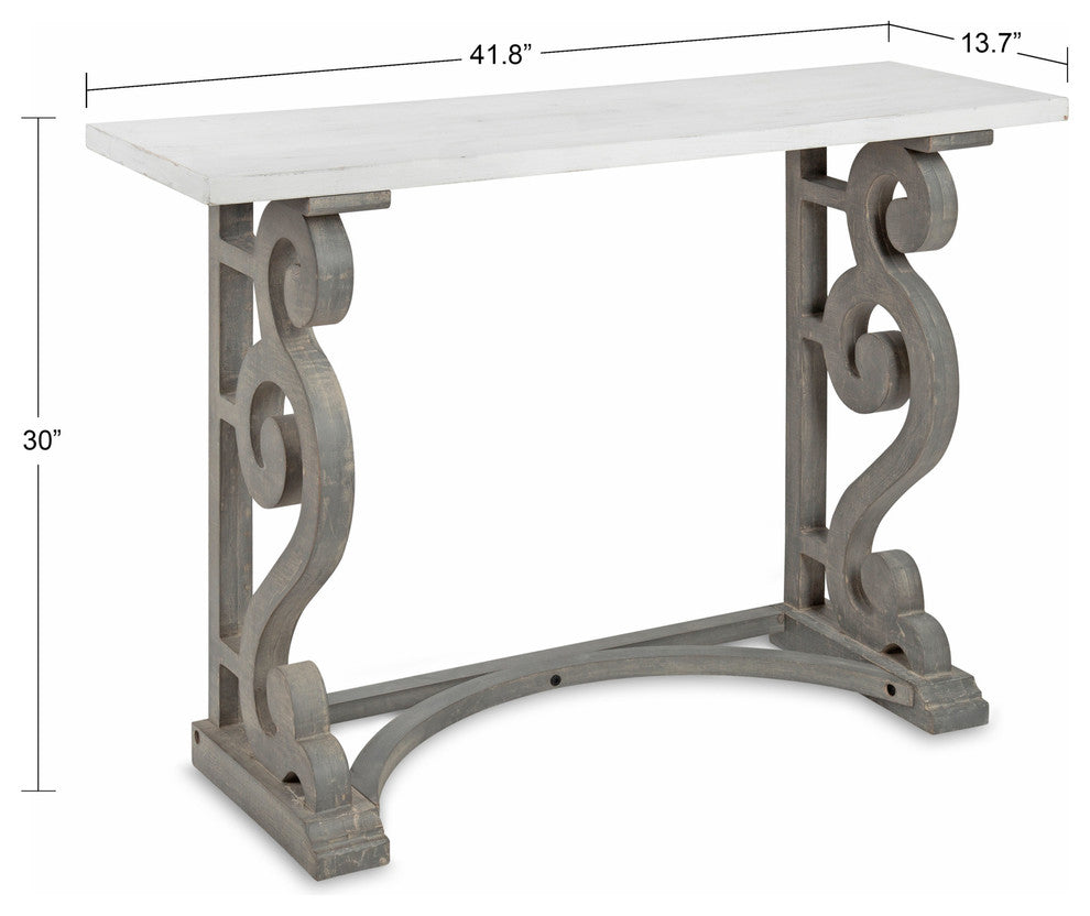 Wyldwood Wood Console Table, White/Gray 42x14x30