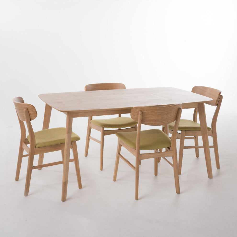 GDF Studio Lucille Mid-Century Modern 5 Piece Dining Set, Green Tea