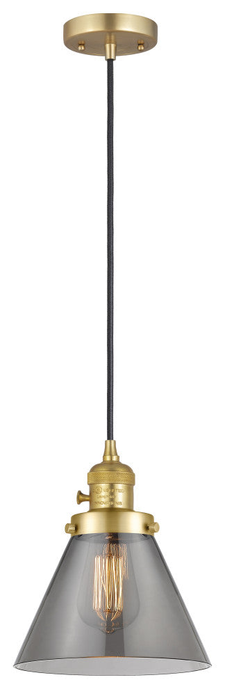 Innovations 201CSW-SG-G43-LED Cone 1 Light Mini Pendant, Switch, Satin Gold