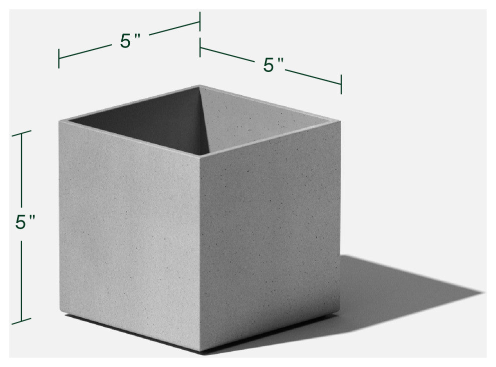 Veadek Geo Series Cube 5" Planter, Grey, 5 Inch, 1 Pack