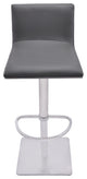 Adjustable Gray Faux Leather Walnut and Stainless Swivel Bar Stool