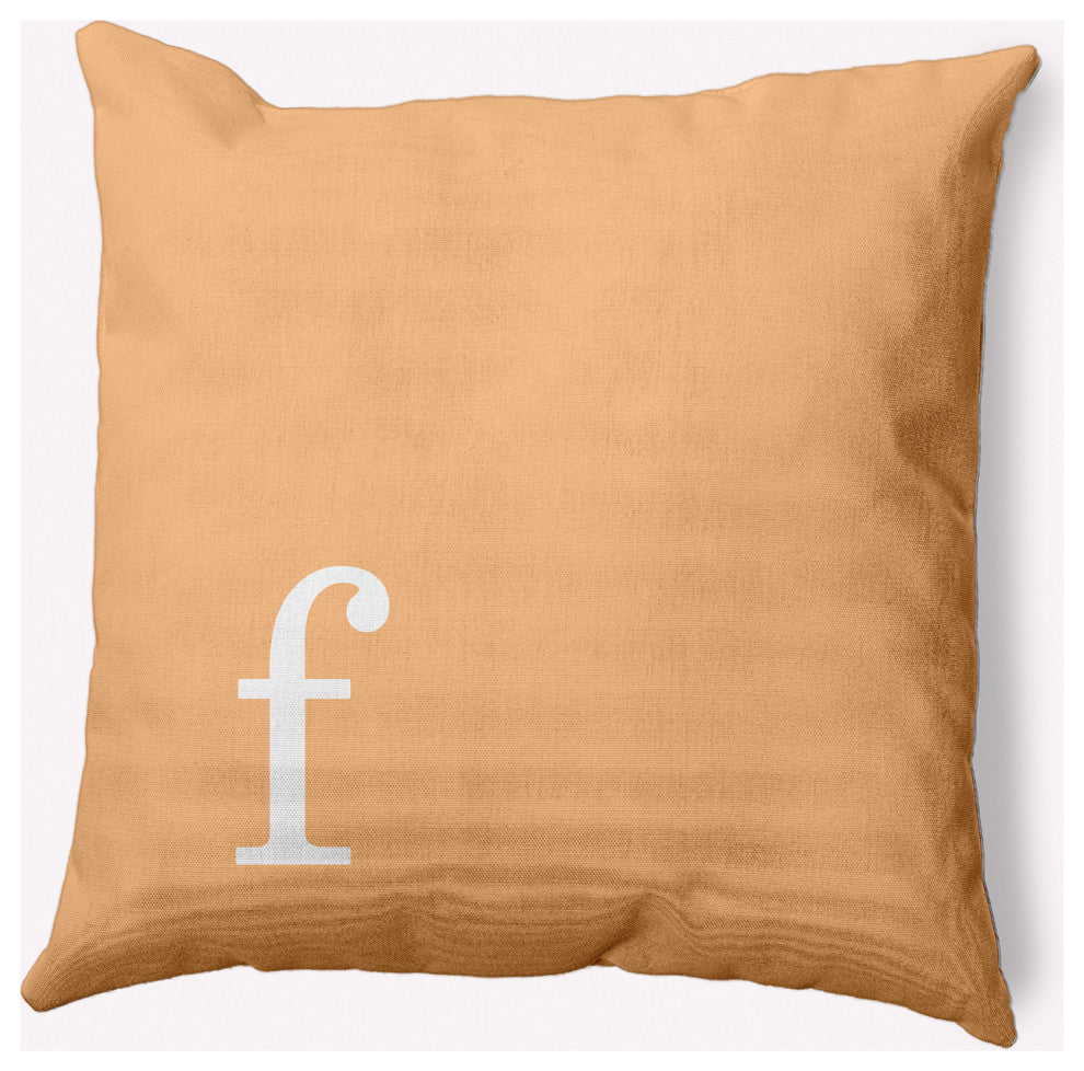 18" x 18" Modern Monogram Indoor/Outdoor Polyester Throw Pillow, Pale Gold
