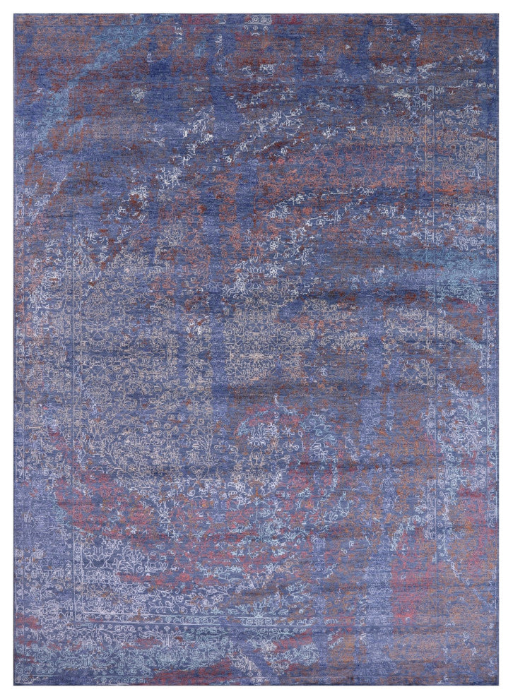 8' 10" X 12' 6" Wool and Silk Modern Hand Knotted Rug Q8704