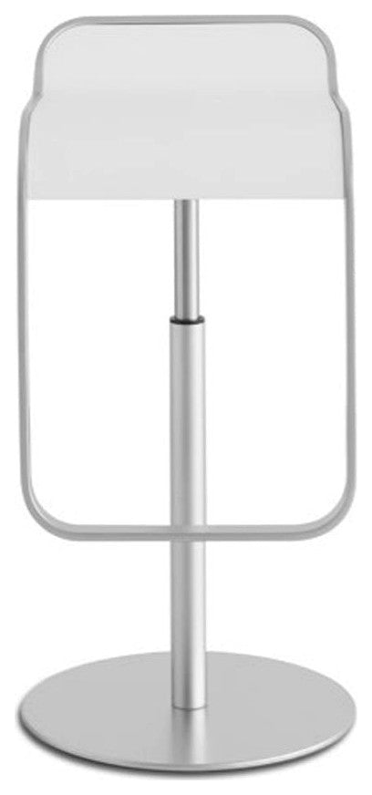 Lem Piston Adjustable Stool, White Leather, Stool-Height