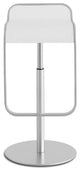 Lem Piston Adjustable Stool, White Leather, Stool-Height