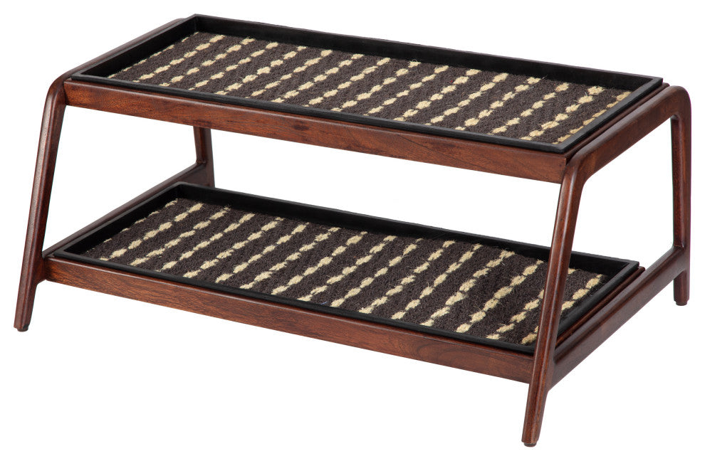 Double-Tier Brown Stand With 3-Pair Rubber Boot Trays Stevie and Paul