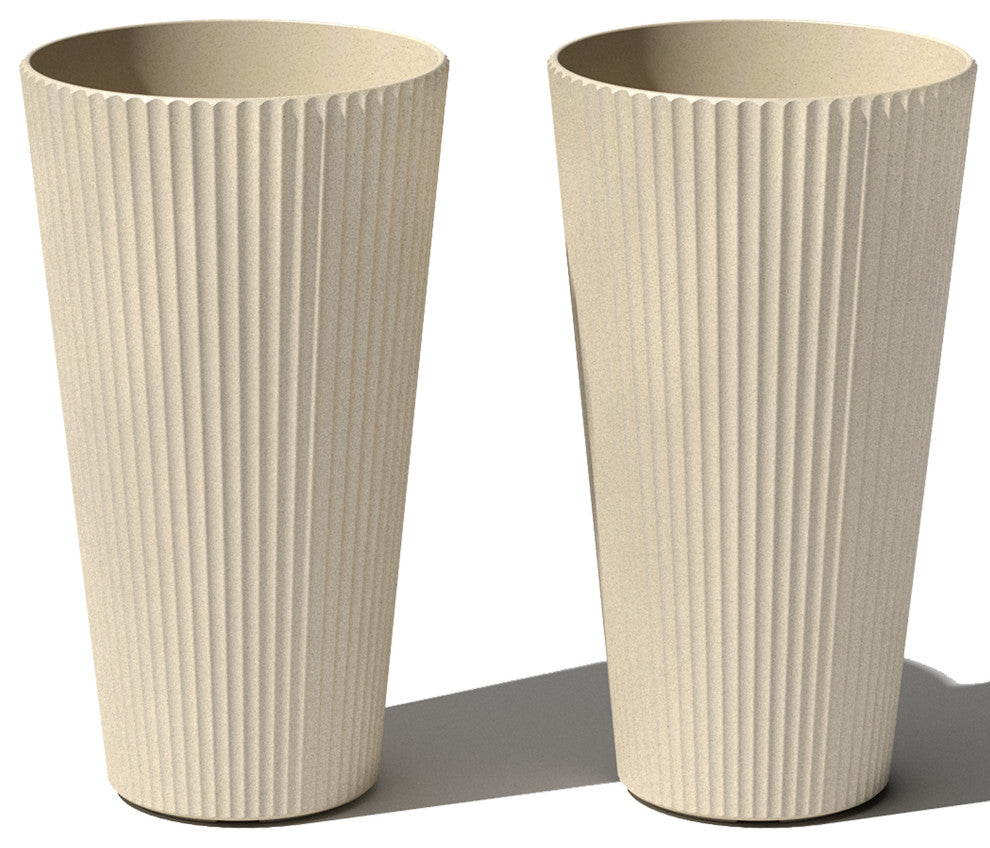 Veradek Demi Series Tall 26" Planter, Sand, 2 Pack