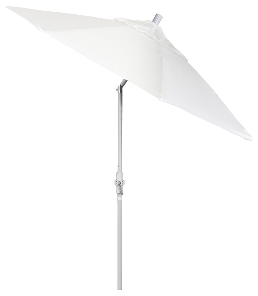 9' Matted White Collar Tilt Crank Aluminum Umbrella, Pacifica, Natural