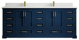 Boston 84 Double Sink Bath Vanity in Navy Blue 1.5" White Quartz