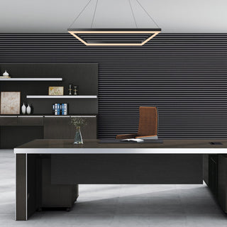 Nero Square Modern Metal LED Pendant Light, Black, Width: 15.75