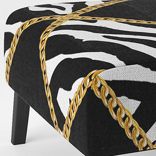 Gold Chain Zebra Geometric Chair, Slipper Chair