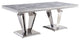 Benzara BM261724 Dining Table With Geometric Dual Pedestal Base, Silver