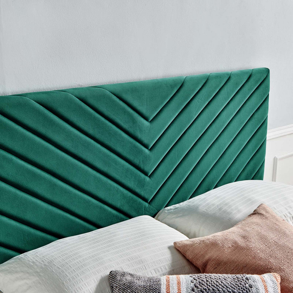 Tufted Headboard, King Size, Velvet, Teal Blue, Modern Contemporary, Bedroom