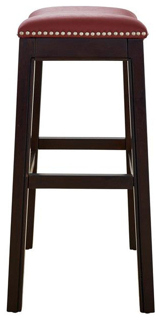 New Ridge Home Goods Julian Counter Height Barstool With Red Faux Leather Seat