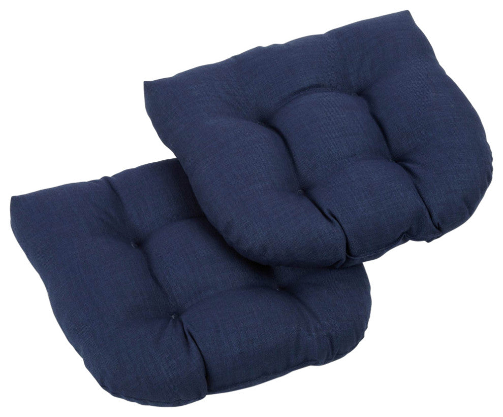 19" U-Shaped Outdoor Tufted Dining Chair Cushion, Set of 2, Azul
