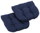 19" U-Shaped Outdoor Tufted Dining Chair Cushion, Set of 2, Azul