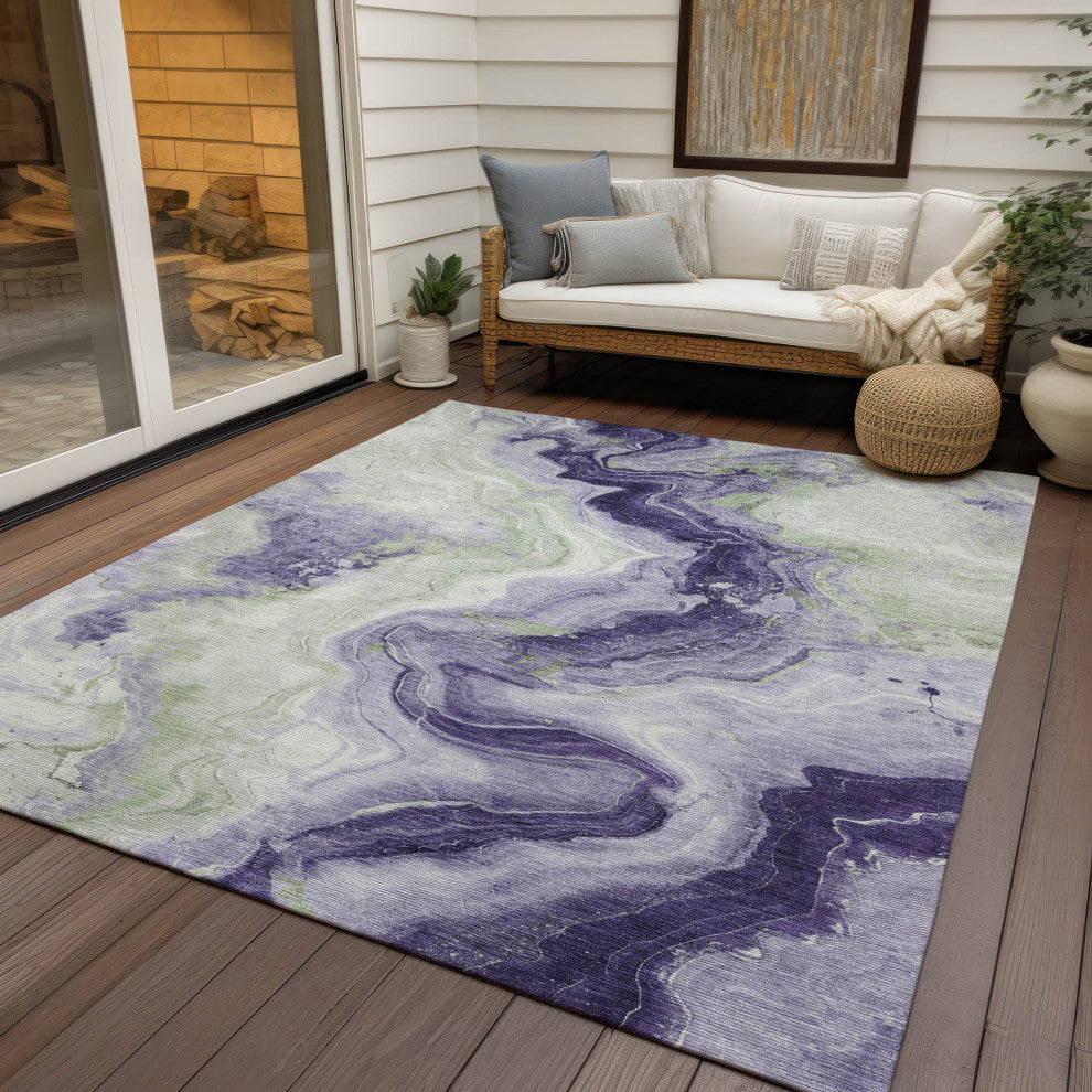 Machine Washable Indoor/Outdoor Chantille ACN1862 Violet 5' x 7'6" Rug