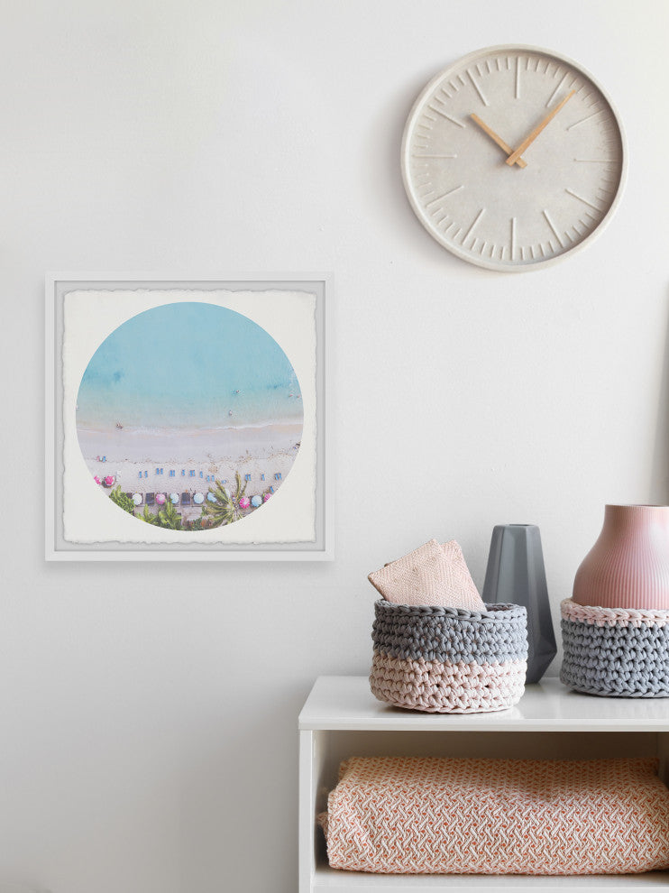 "Circle Pink Beach" Framed Painting Print, 32x32