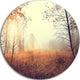 Charming Rural Field In Morning, Round Metal Wall Art Landscape, 11"