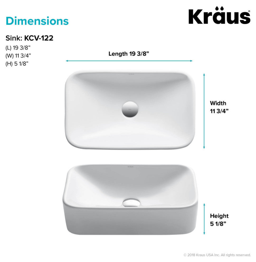 Elavo Ceramic Rectangle Vessel White Sink