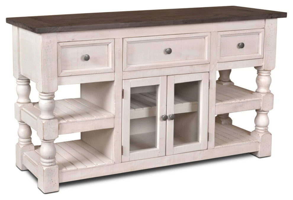 Stowe Barn Door Console - Media Cabinet - Tv Stand - Rustic Gray Solid Wood