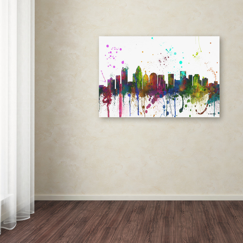 Marlene Watson 'Charlotte NC Skyline Mclr-1' Canvas Art, 30"x47"