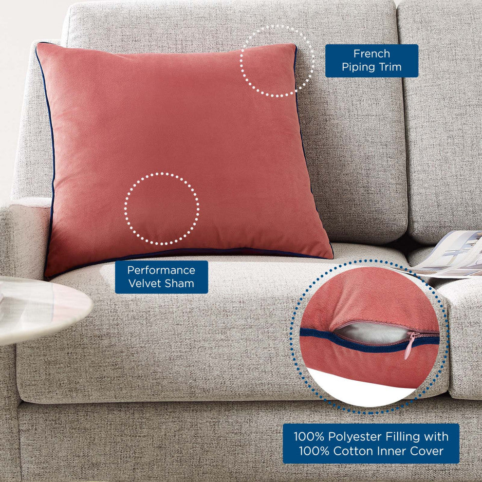 Accent Throw Pillow, Velvet, Red, Modern, Living Lounge Hotel Lobby Hospitality