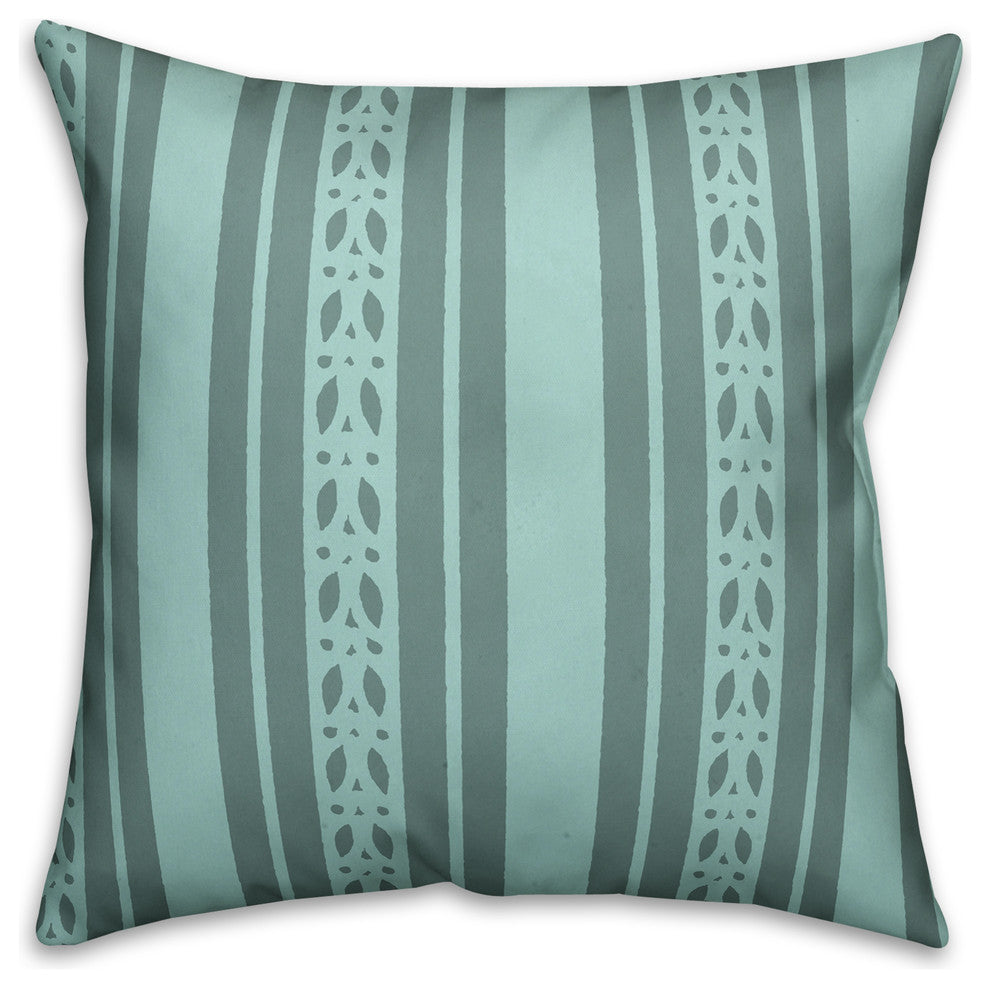 Blue Folk Stripes Throw Pillow, 20"x20"