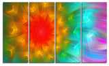 Large Red Alien Fractal Flower, Large Floral Canvas Art Print, 48"x28", 4 Panels
