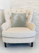 Plutus Glazed Linen Steel Handmade Throw Pillow, Double Sided 18"x18"