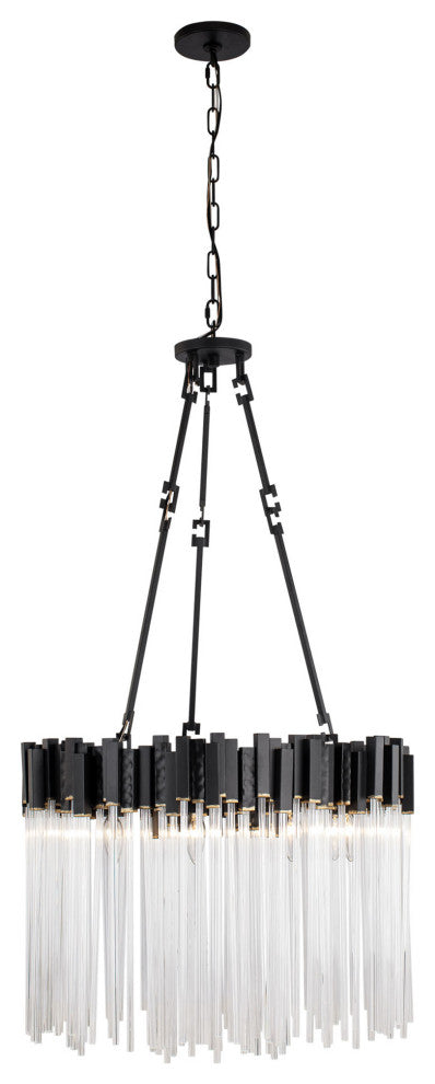 Matrix 9-Lt Pendant - Matte Black/French Gold