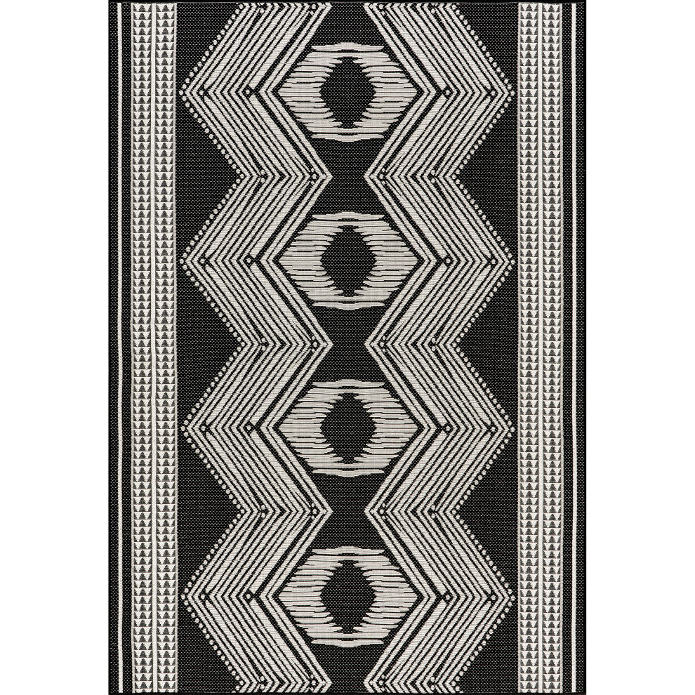 Nuloom Ranya Tribal Indoor/Outdoor Contemporary Area Rug, Black 4'X6'
