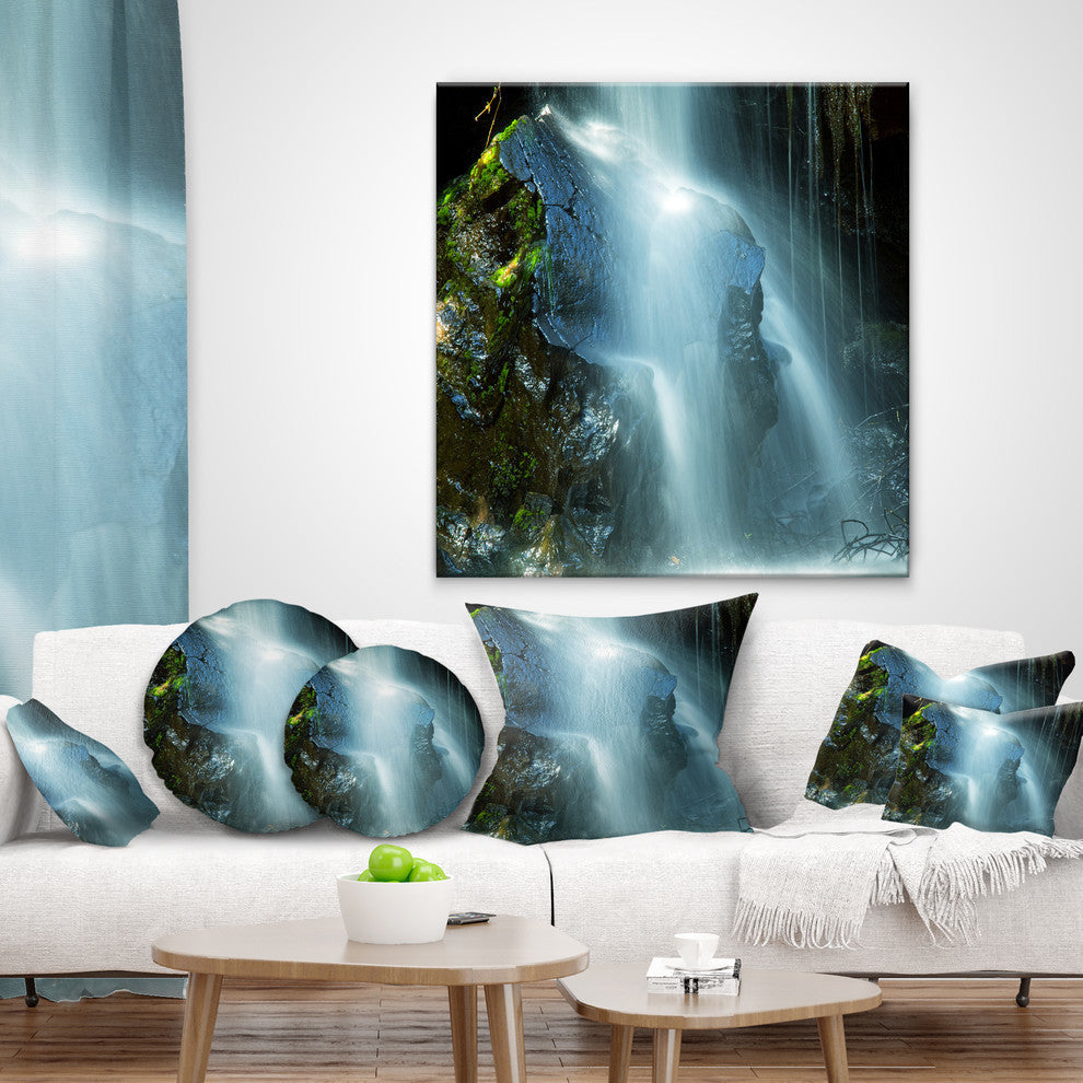 Amazing White Water Cascade Landscape Printed Throw Pillow, 16"x16"