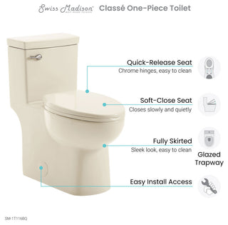 Classe One Piece Toilet with Front Flush Handle 1.28gpf, Bisque