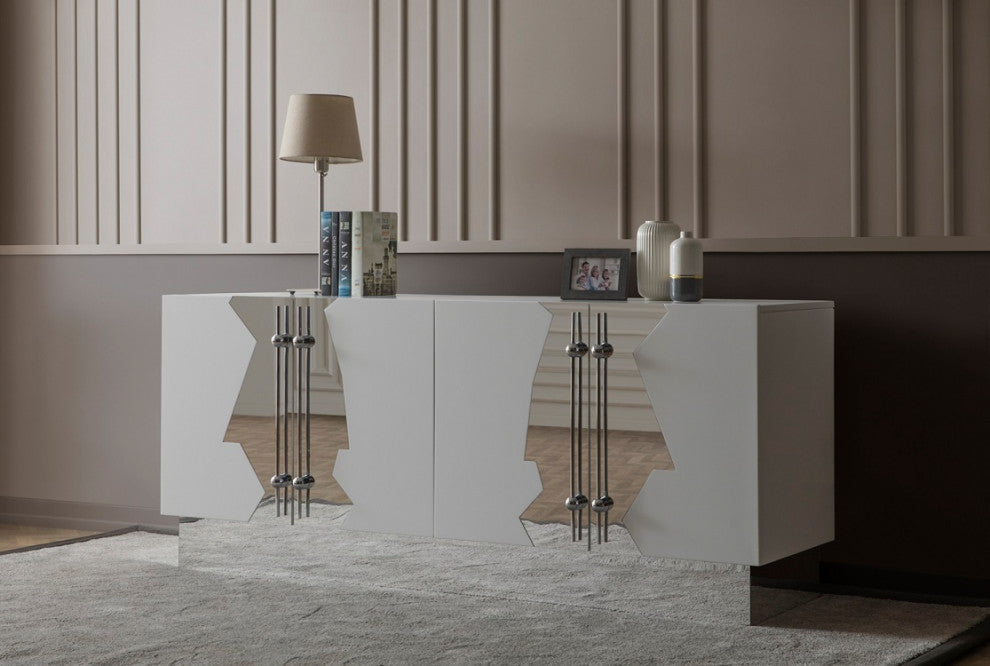 Callista Sideboard, White and Silver