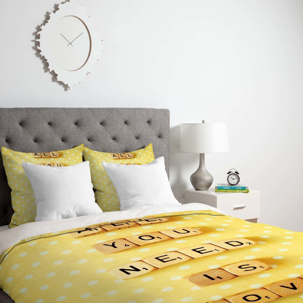 Deny Designs Happee Monkee All You Need Is Love 1 Duvet Cover - Lightweight