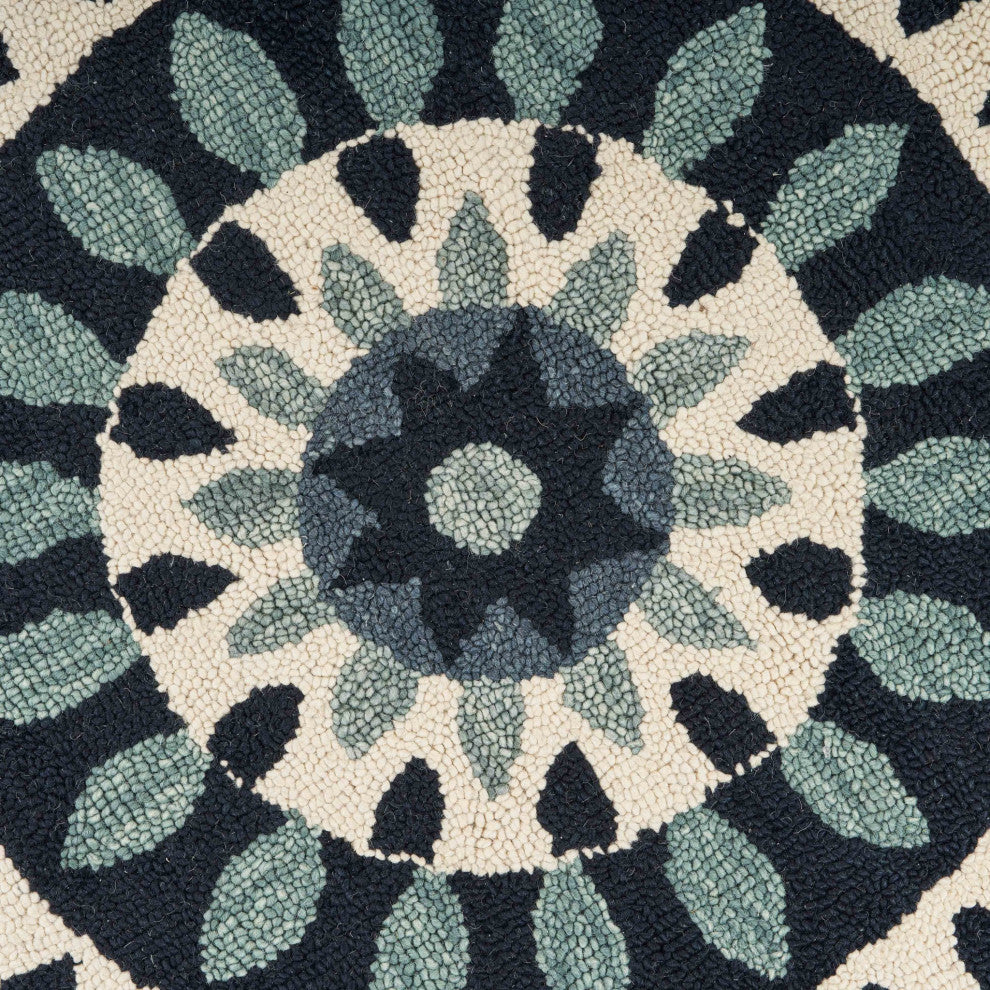 6" Round Blue Floral Bloom Area Rug