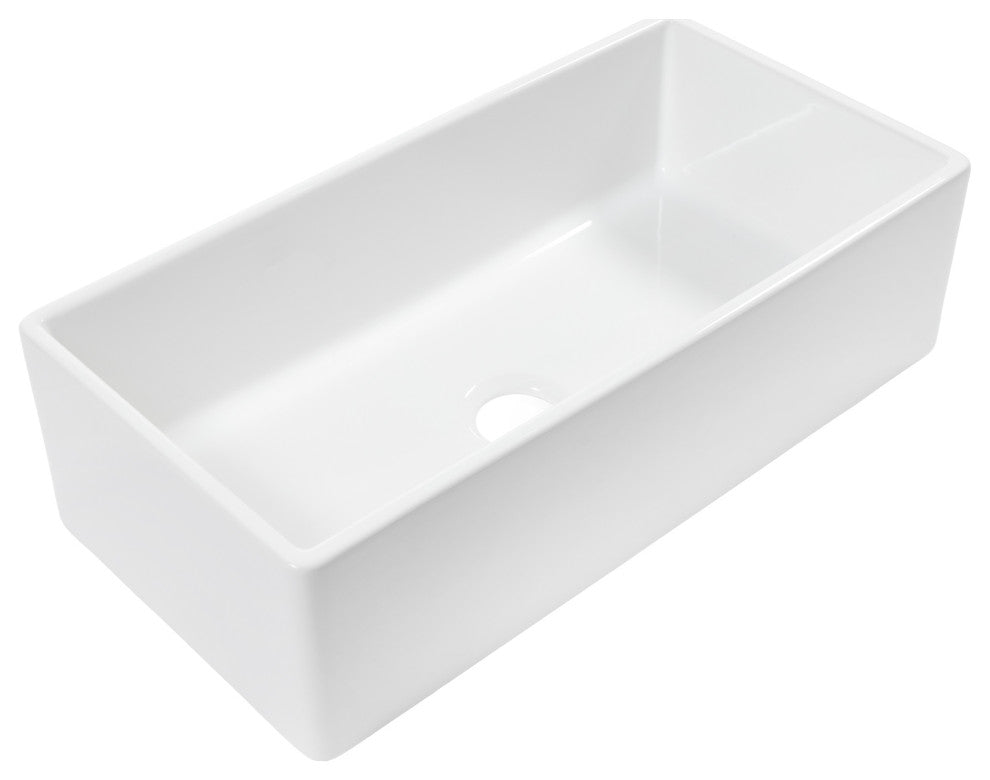 Austen Crisp White Fireclay 36" Single Bowl Farmhouse Undermount Kitchen Sink