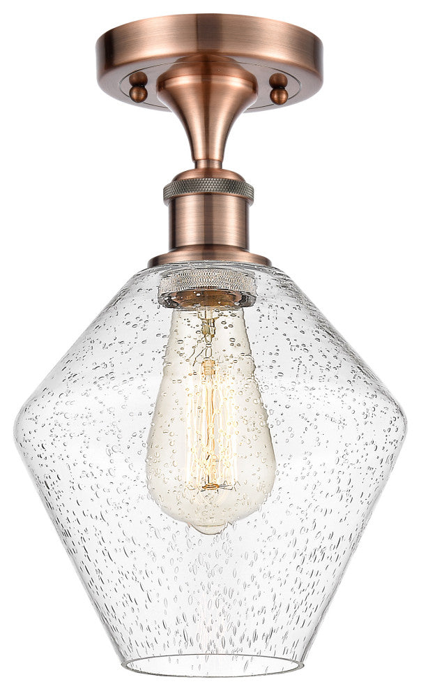 Innovations 516-1C-AC-G654-8 1-Light Semi-Flush Mount, Antique Copper