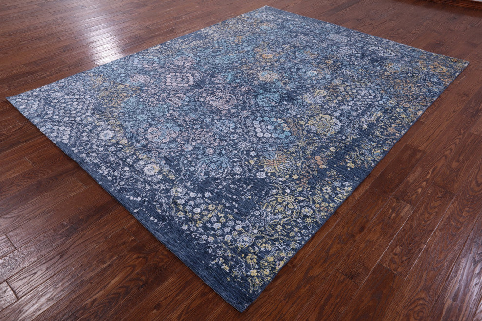 7' 9" X 10' 1" Modern Hand-Knotted Wool and Silk Rug Q11811