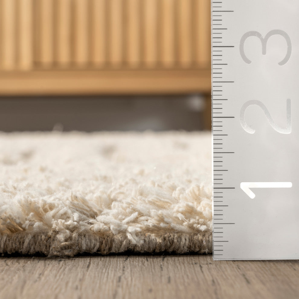 Riley Textured Shag Area Rug, Cream 10'x14'