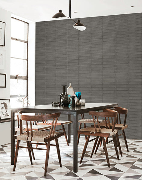 Modern Aligned Brick Pattern Wallpaper, Dark Gray, Bolt