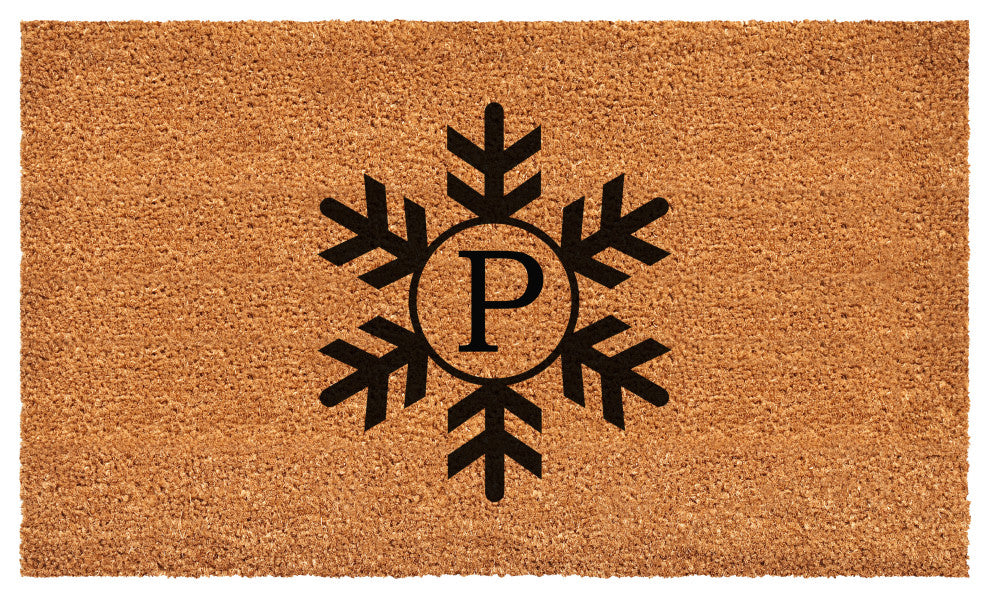Calloway Mills Snowflake Monogram Doormat, 30"x48", Letter P