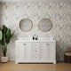 Freestanding Double Bathroom Vanity with White Carrara Marble Top, White, 60"