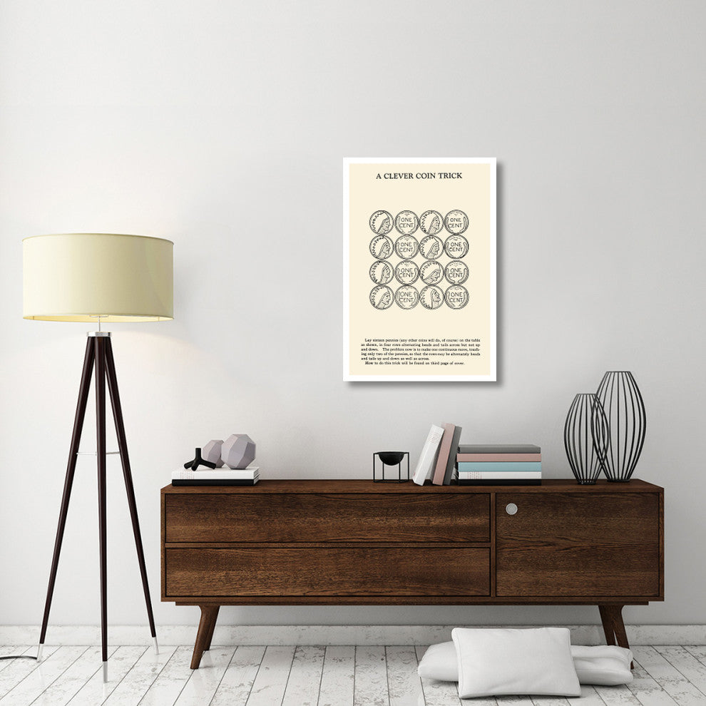 "A Clever Coin Trick - 16 Pennies" Digital Paper Print by Retromagic, 26"x38"