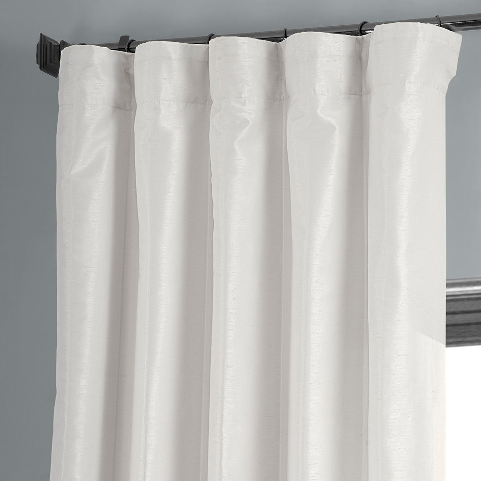 Off White Textured Vintage FauxDupioni Silk Curtain Single Panel, 50"x120"