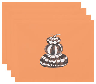 Pumpkin Stack 18"x14" Orange Halloween Print Placemat, Set of 4