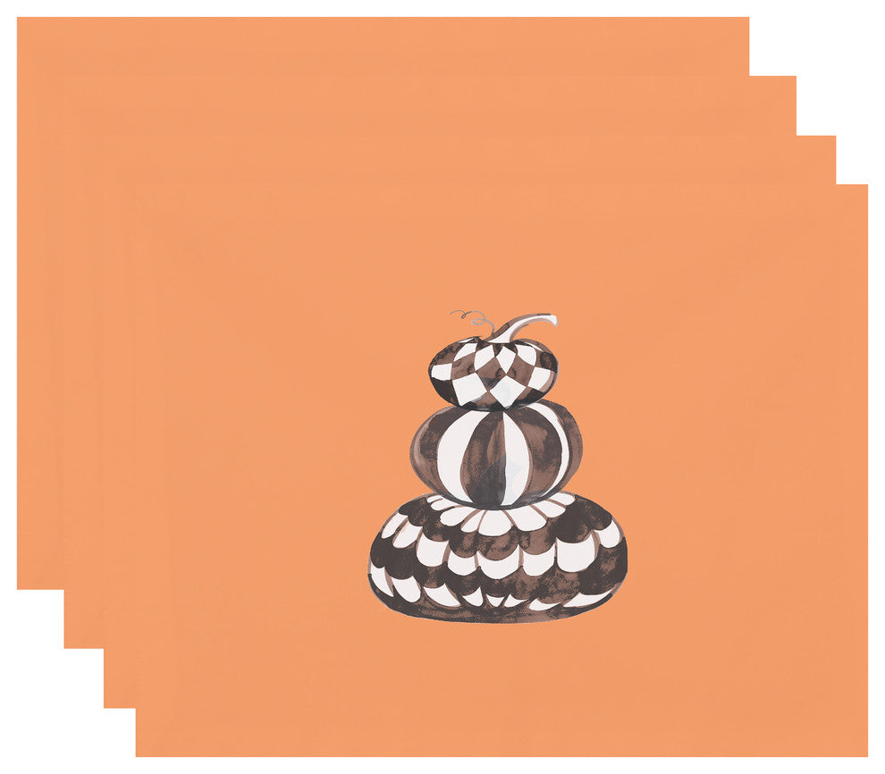 Pumpkin Stack 18"x14" Orange Halloween Print Placemat, Set of 4