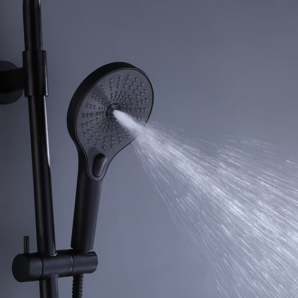 Shower System With Handheld Shower & Shower Head (Not Included Rough Valves), Matte Black