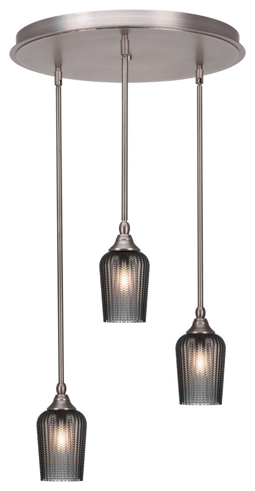Empire 3-Light Cluster Pendalier, Brushed Nickel/Smoke Textured
